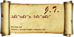 Jónás Tádé névjegykártya